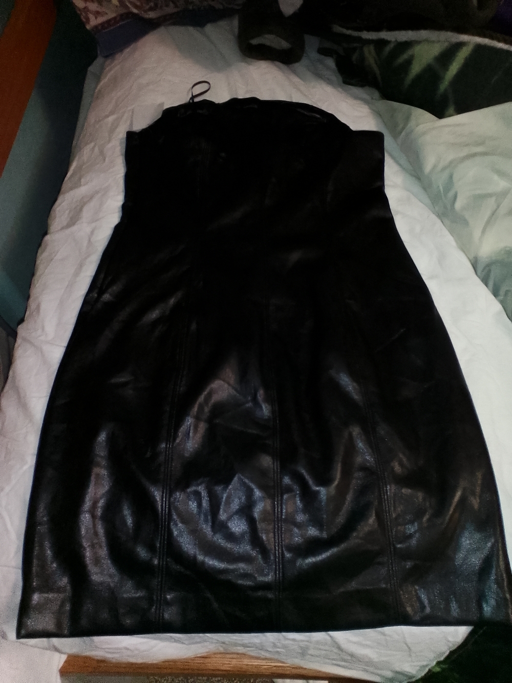 Nordstrom Black Strapless Faux Leather Dress